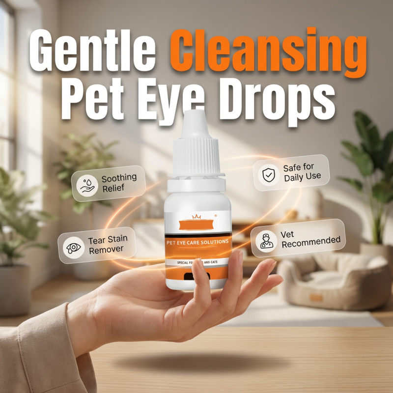 Pet eye wash drops for tear stain cleanup and daily grooming