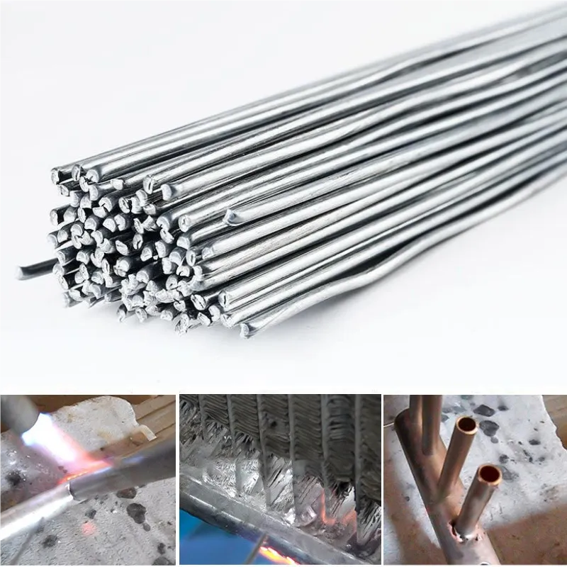 Apply aluminum welding rod to heated base metal