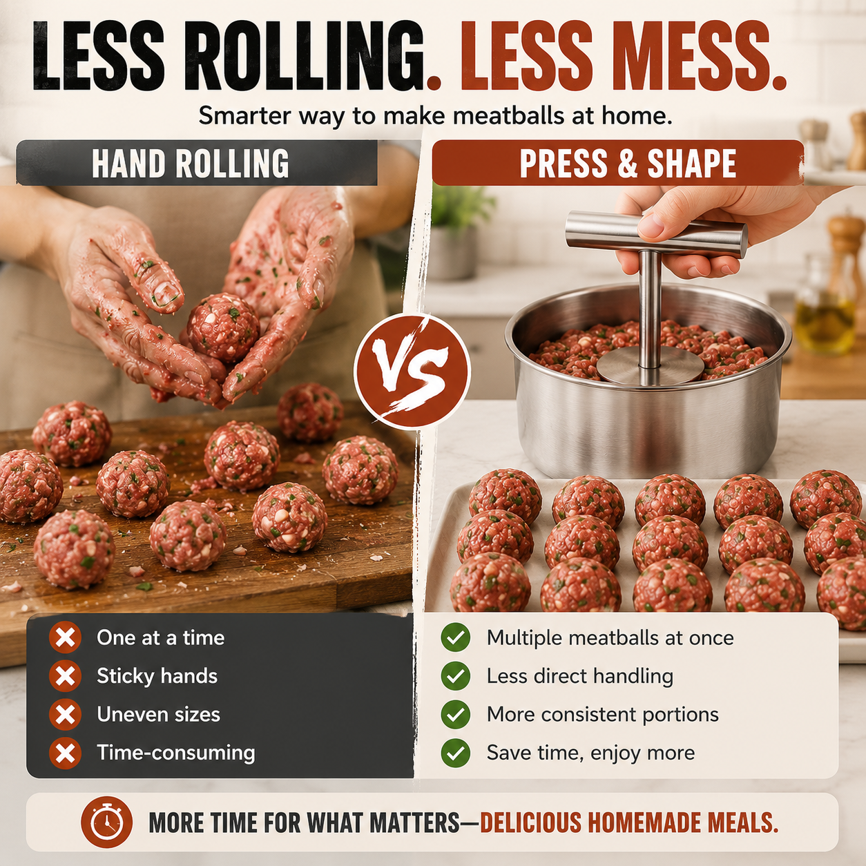 Hand Rolling vs Meatball Press