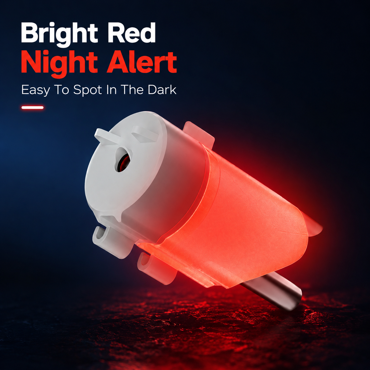 Electronic fishing bite alarm alerting a strike at night