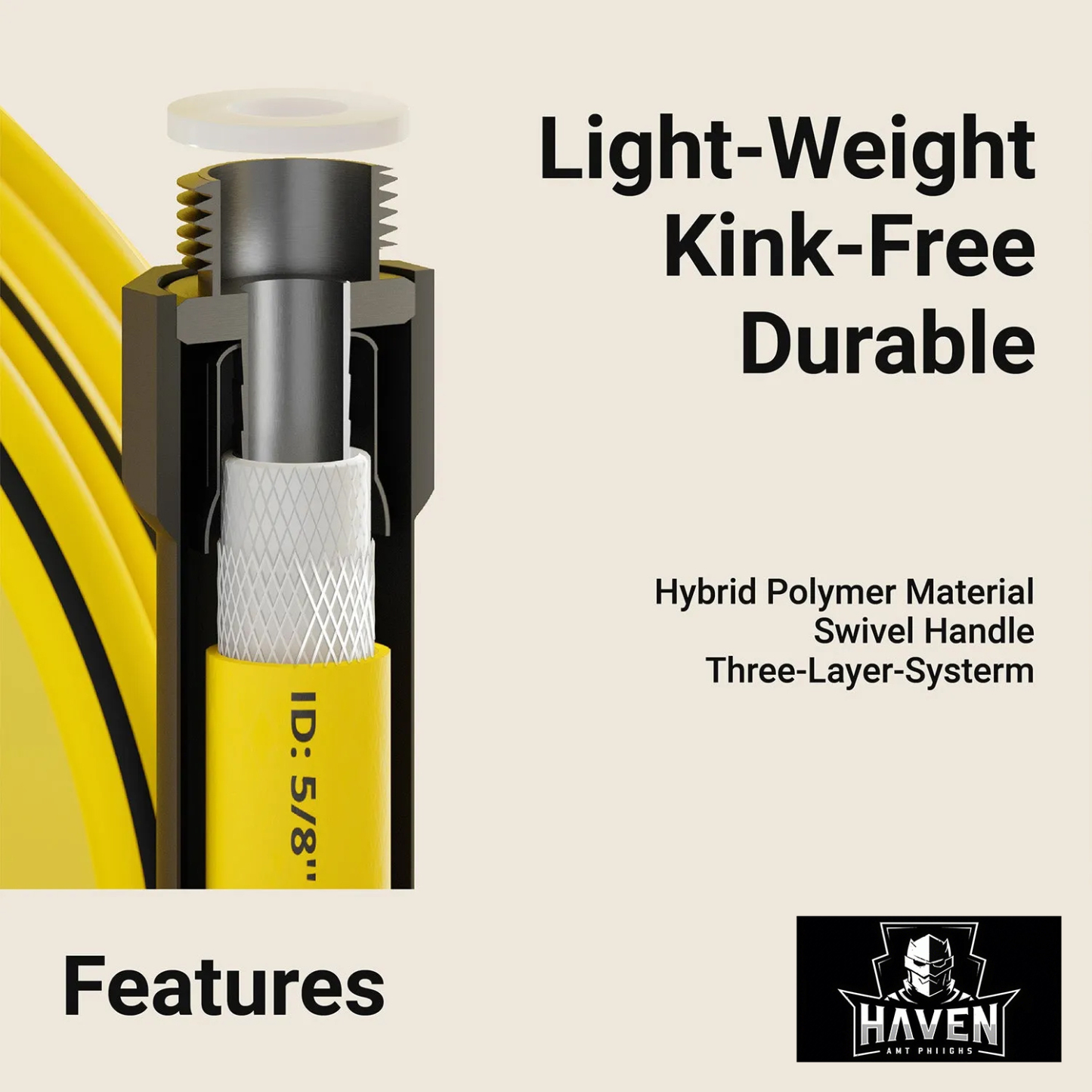 KinkFighter Flexible Garden Hose 25ft 50ft 75ft 100ft，Lightweight, No Kink, Leak Proof, Durable