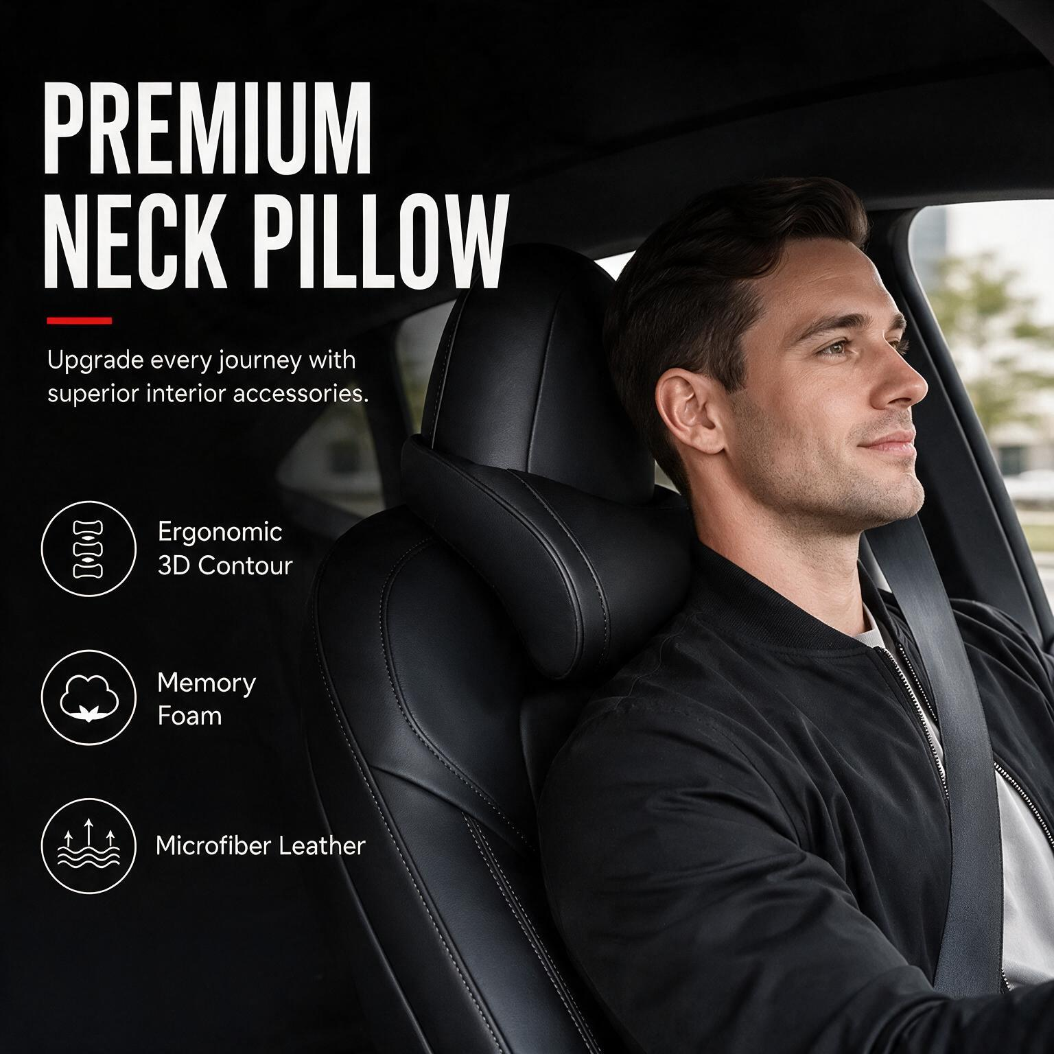 Premium memory foam car neck pillow interior upgrade