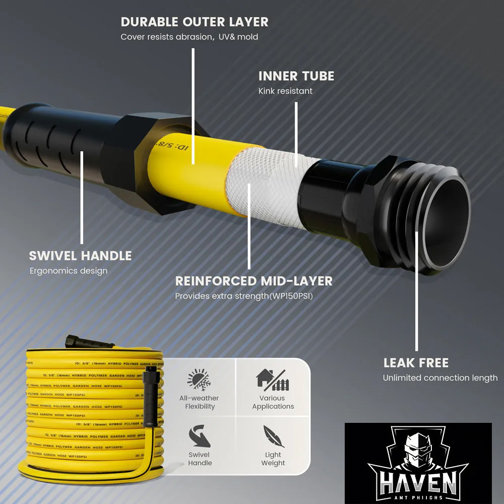 KinkFighter Flexible Garden Hose 25ft 50ft 75ft 100ft，Lightweight, No Kink, Leak Proof, Durable