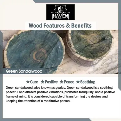 Cut pieces of Green Sandalwood (guaiac), a material for the massage comb, known for promoting peace, soothing, and positive vibrations.