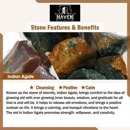 Close-up of rough Indian Agate stones, the material for the dog paw bracelet, known for positive energy and calming effects.