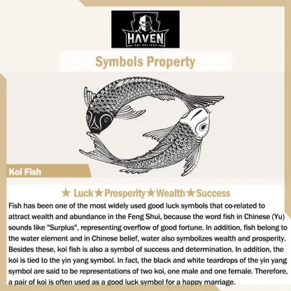 Black and white illustration of two Koi Fish, a good luck symbol for prosperity, wealth, and success, to be engraved on the comb.