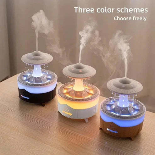 Mushroom Humidifier with Raining Cloud Lamp Aromatherapy - Colorful Raindrop Light Essential Oil Diffuser
