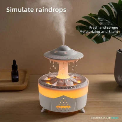 Mushroom Humidifier with Raining Cloud Lamp Aromatherapy - Colorful Raindrop Light Essential Oil Diffuser