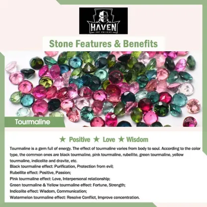 Mixed pile of facet-cut, multi-colored Tourmaline gems, a stone of energy representing positive, love, and wisdom.