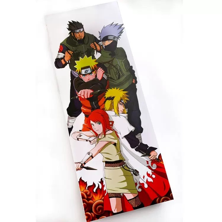 Naruto themed gift box packaging featuring iconic characters including Naruto, Kakashi, Minato, and Kushina.