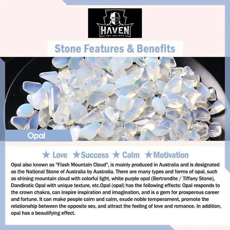 Smooth, polished white Opal tumbled stones, a gem known for attracting love, success, calm, and motivation.