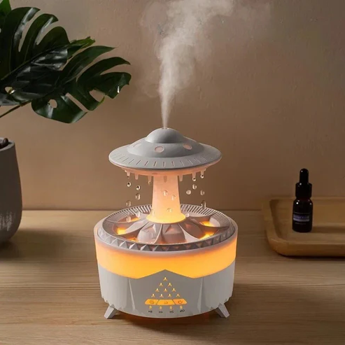 Mushroom Humidifier with Raining Cloud Lamp Aromatherapy - Colorful Ra
