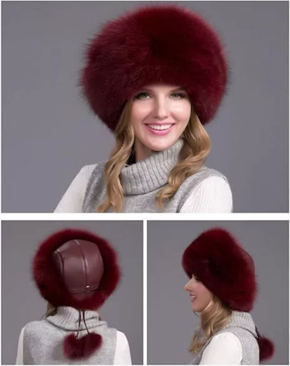 100% Natural Fox Fur Hat Women Cap Thick Fur Cap Winter Warm Hat Female Fashion For Women Hat With Earmuffs Hat
