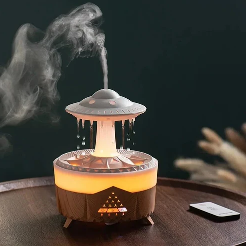Mushroom Humidifier with Raining Cloud Lamp Aromatherapy - Colorful Ra