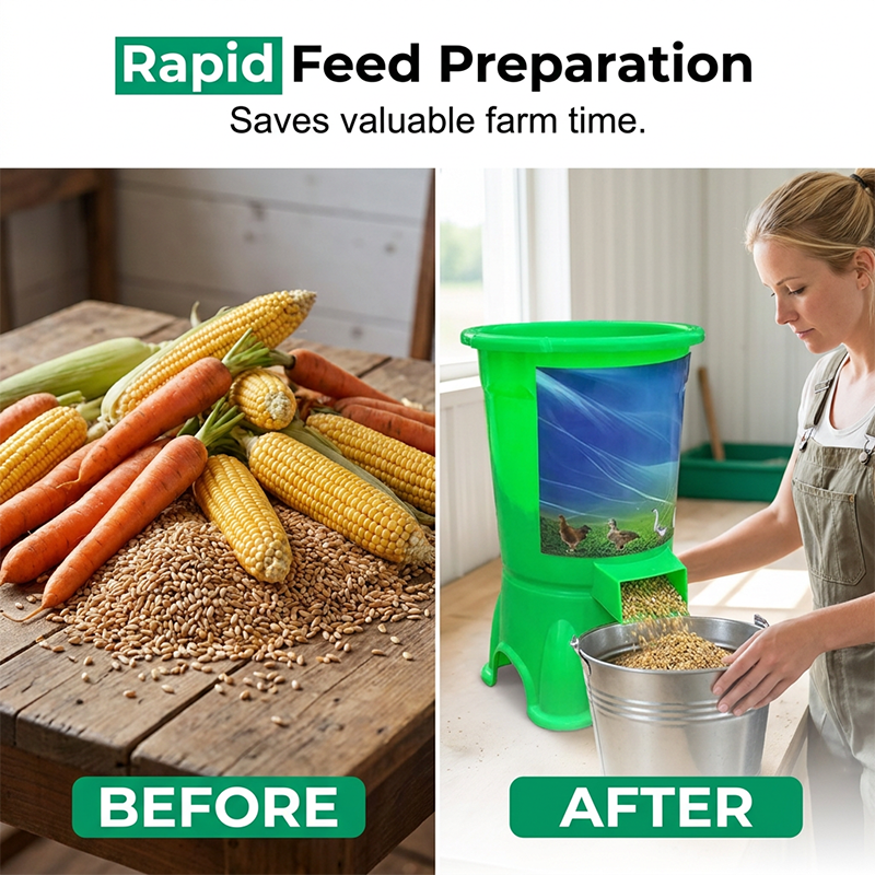 Rapid feed preparation with electric vegetable shredder for poultry