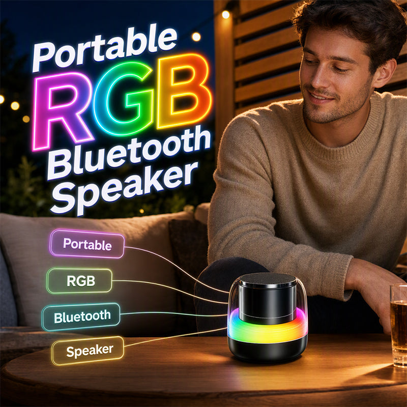 Portable RGB Bluetooth speaker with retro design