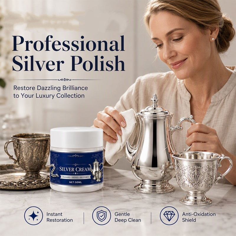 Silver polishing cream restoring tarnished silver