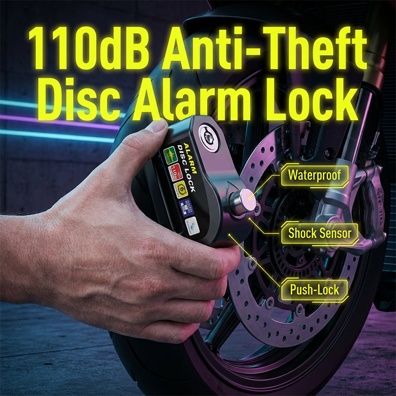 110dB disc brake alarm lock for compatible motorcycles and e-bikes