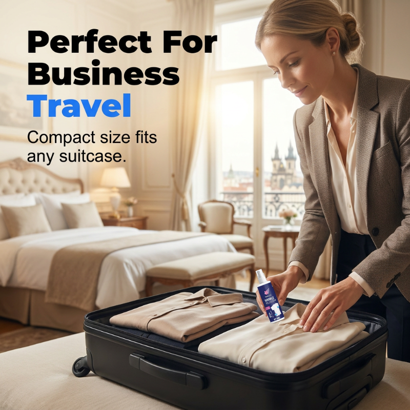 Compact 100ml travel size wrinkle releaser spray for business trips