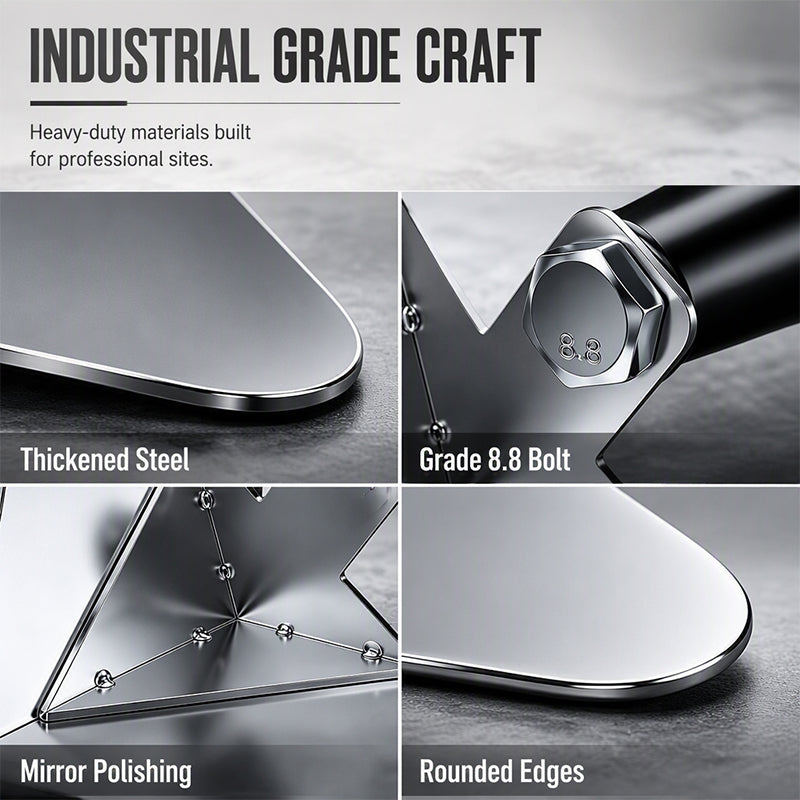 Stainless steel corner trowel blade and bolted construction details