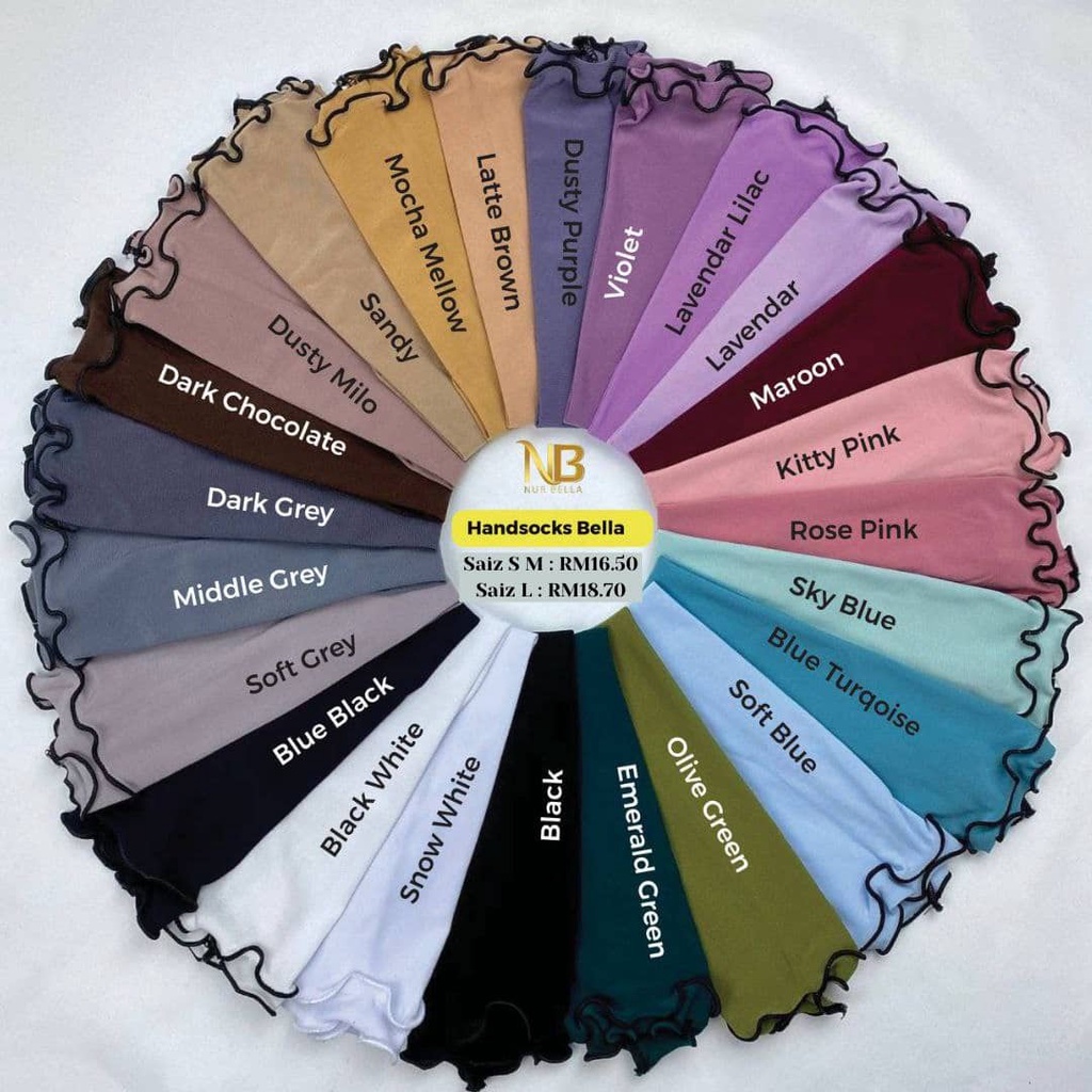 Handsock Nurbella Sejuk Saiz S, M, L Nikah Ropol Neelofa Muslimah Stokin Tangan Women Lycra Bella