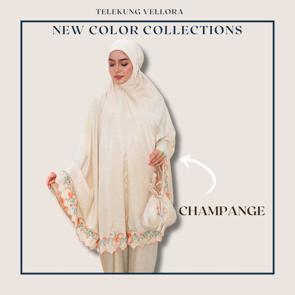 Telekung Vellora Muslimah Sejuk Umrah Haji Kemas Travel Friendly Berdagu Selesa Nurbella