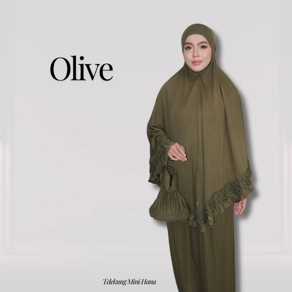 Telekung Mini Hana Muslimah Lembut Ringan Berdagu Sejuk Travel Ironless Travel Nurbella