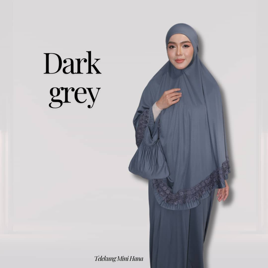 Telekung Mini Hana Muslimah Lembut Ringan Berdagu Sejuk Travel Ironless Travel Nurbella