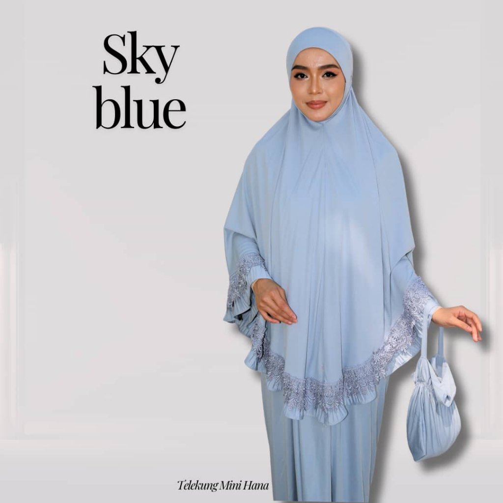 Telekung Mini Hana Muslimah Lembut Ringan Berdagu Sejuk Travel Ironless Travel Nurbella