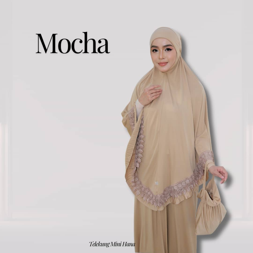 Telekung Mini Hana Muslimah Lembut Ringan Berdagu Sejuk Travel Ironless Travel Nurbella