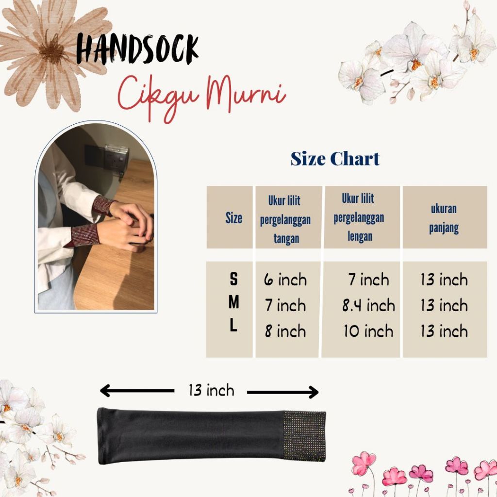 Handsocks Cikgu Murni Berbatu Mewah Cantik Bergaya Lembut Muslimah Lycra Tak Melorot Plussize Nurbella