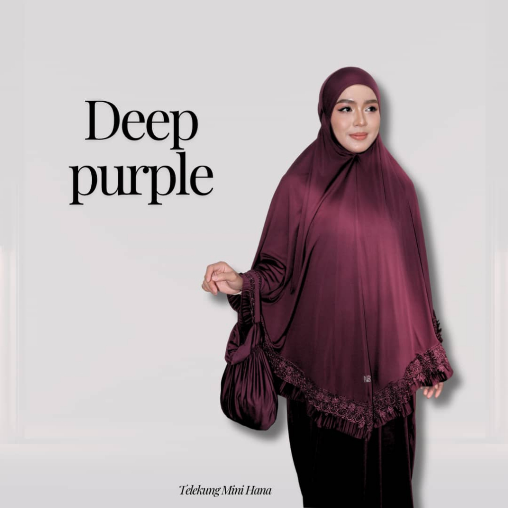 Telekung Mini Hana Muslimah Lembut Ringan Berdagu Sejuk Travel Ironless Travel Nurbella