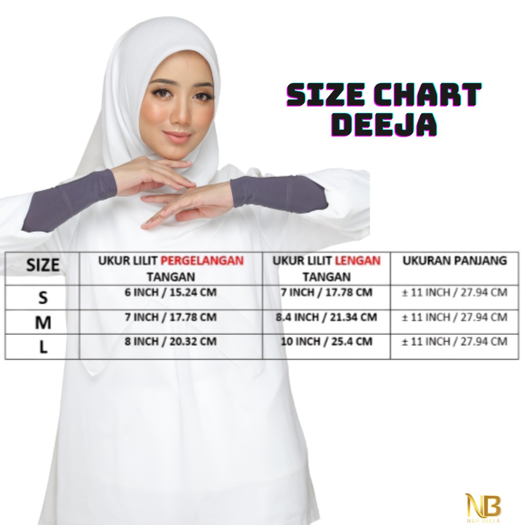 Handsock Deeja Muslimah Pendek Plussize Handsocks Nurbella Lycra Plain Cantik Tangan Kecil Saiz S