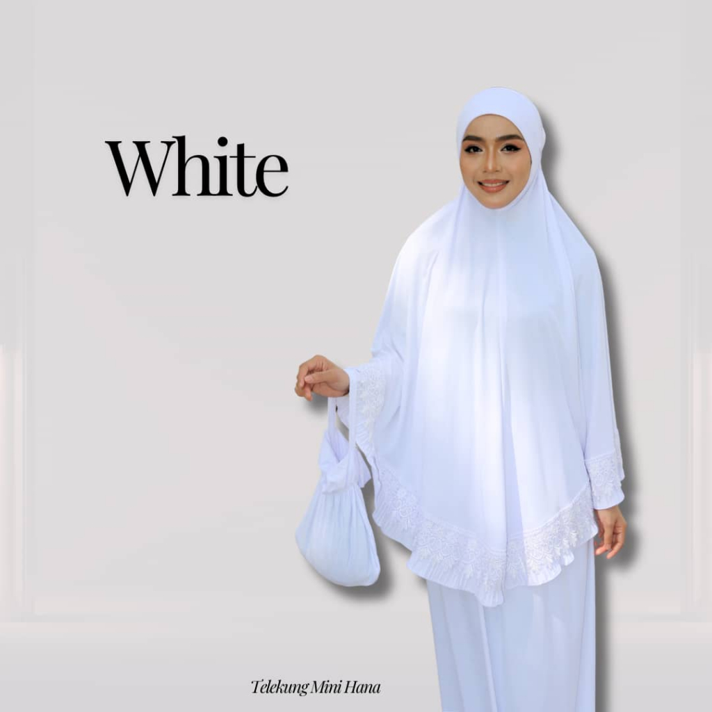Telekung Mini Hana Muslimah Lembut Ringan Berdagu Sejuk Travel Ironless Travel Nurbella