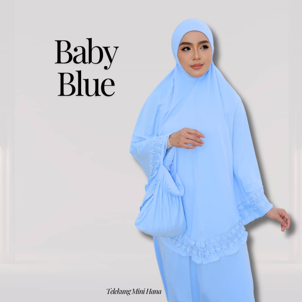 Telekung Mini Hana Muslimah Lembut Ringan Berdagu Sejuk Travel Ironless Travel Nurbella