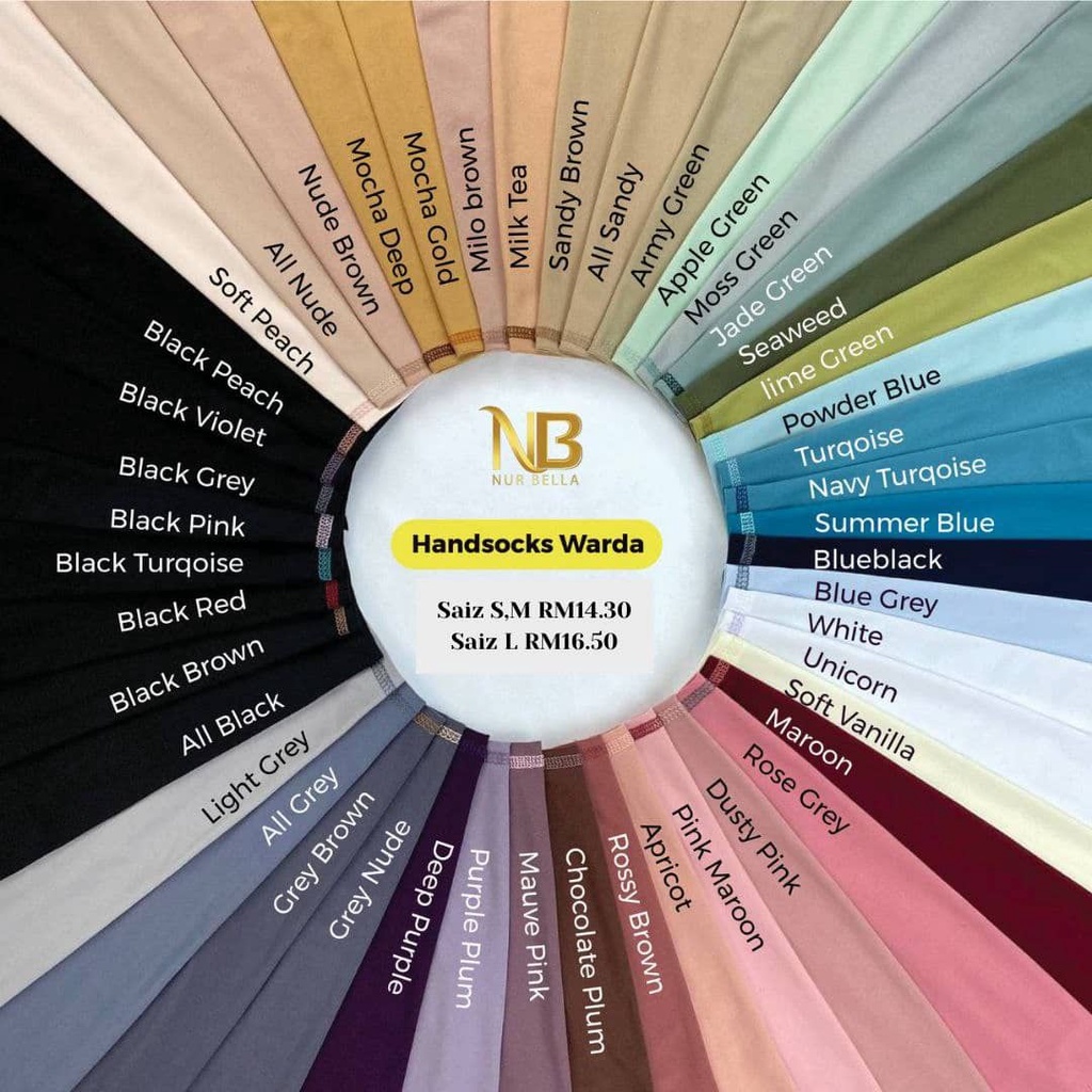 Handsock Warda Nurbella Muslimah Sarung Tangan Hand Sock XS,S,M,& L Handsocks Women Material Lycra