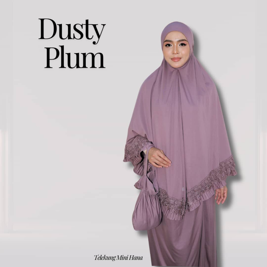 Telekung Mini Hana Muslimah Lembut Ringan Berdagu Sejuk Travel Ironless Travel Nurbella