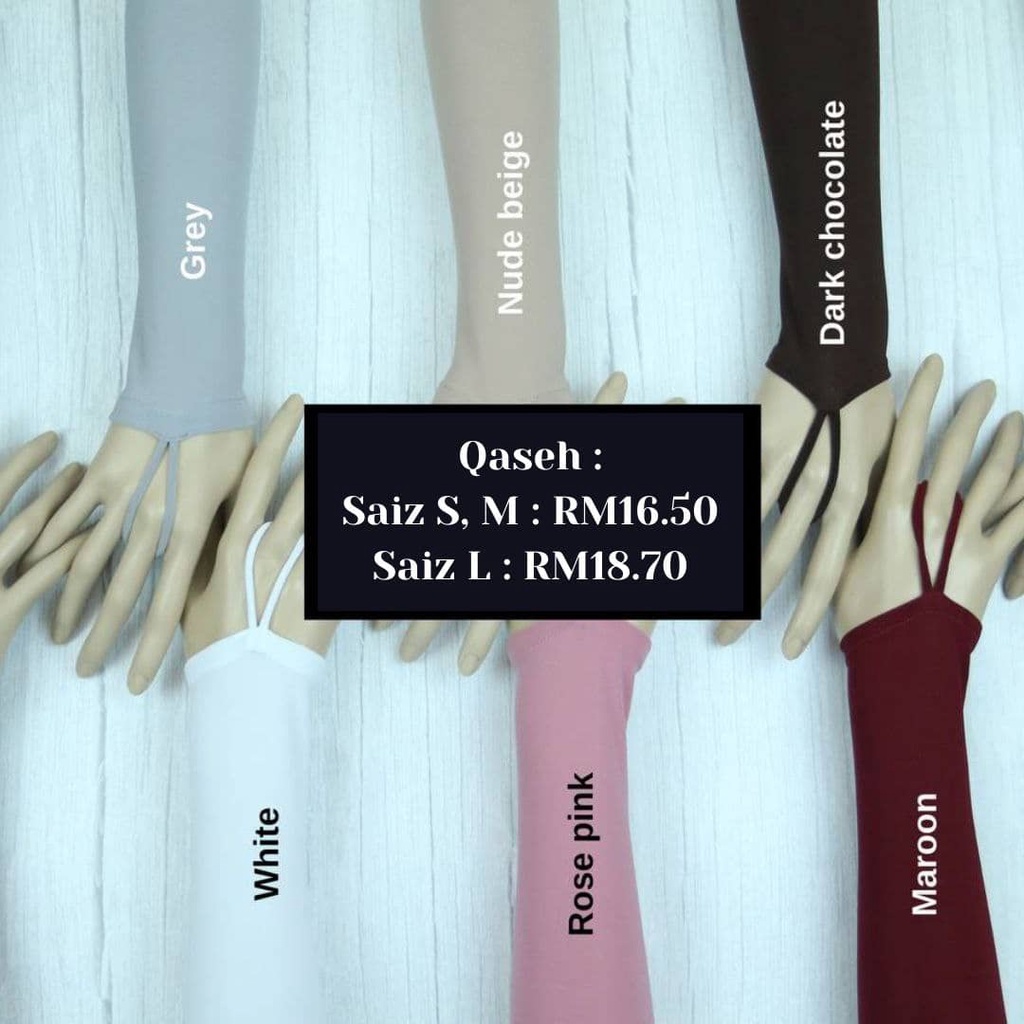 Handsock Qaseh Muslimah Hand Socks Nurbella Ring Lycra Plain Cantik Tangan Kecil Anti Melorot Women