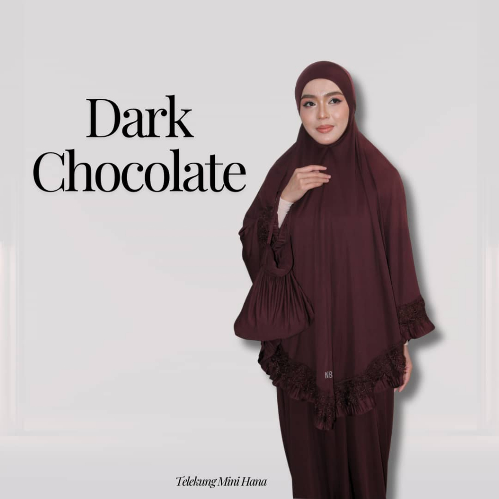 Telekung Mini Hana Muslimah Lembut Ringan Berdagu Sejuk Travel Ironless Travel Nurbella