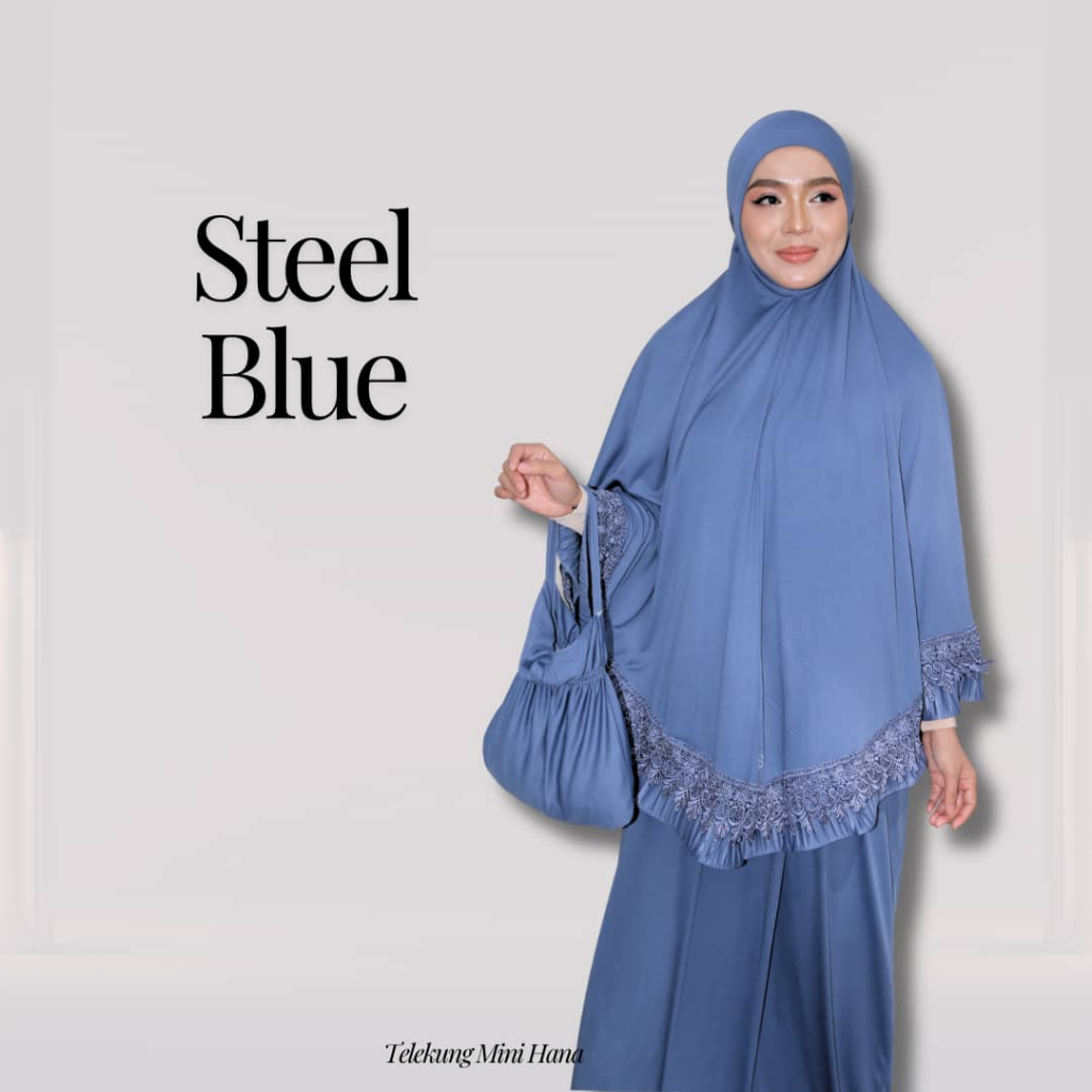 Telekung Mini Hana Muslimah Lembut Ringan Berdagu Sejuk Travel Ironless Travel Nurbella