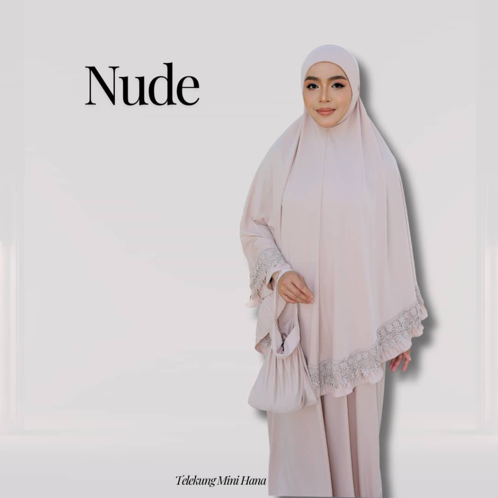 Telekung Mini Hana Muslimah Lembut Ringan Berdagu Sejuk Travel Ironless Travel Nurbella