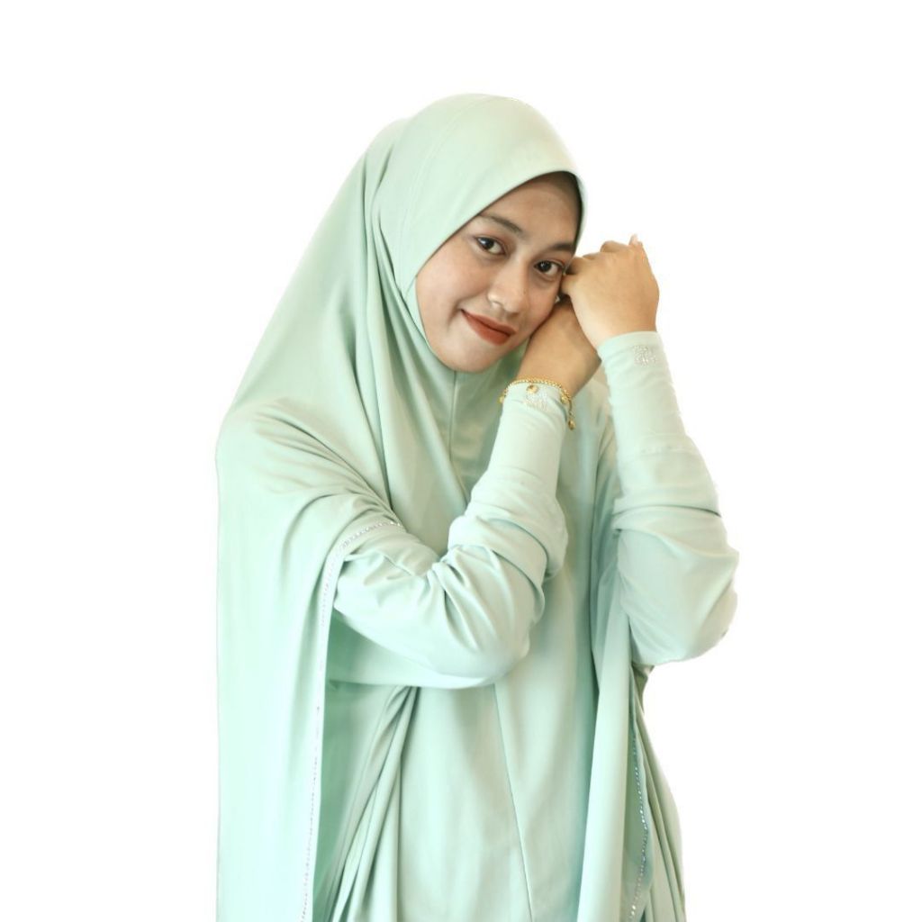 Khimar Sumayyah Tudung Sarung Labuh Ironless Berdagu Umrah Muslimah Material Lycra Sejuk Nurbella