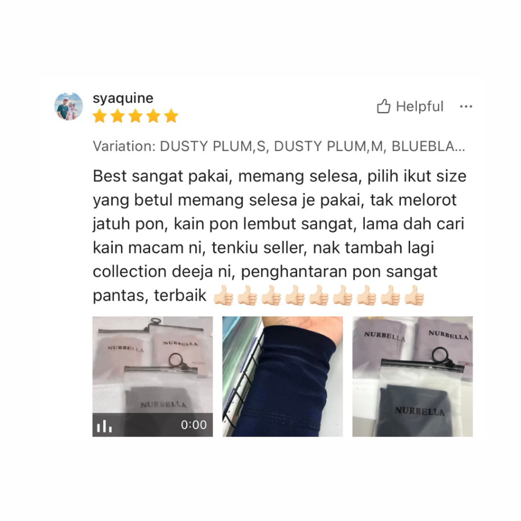 Handsock Deeja Muslimah Pendek Plussize Handsocks Nurbella Lycra Plain Cantik Tangan Kecil Saiz S