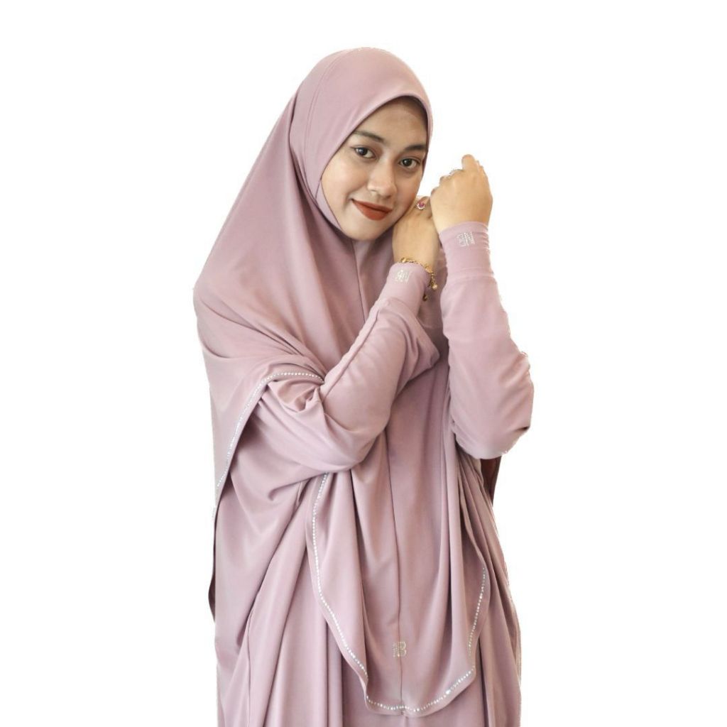 Khimar Sumayyah Tudung Sarung Labuh Ironless Berdagu Umrah Muslimah Material Lycra Sejuk Nurbella