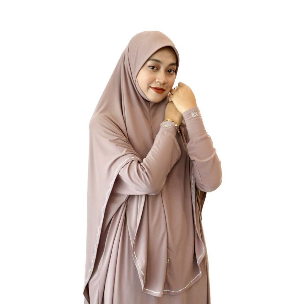 Khimar Sumayyah Tudung Sarung Labuh Ironless Berdagu Umrah Muslimah Material Lycra Sejuk Nurbella
