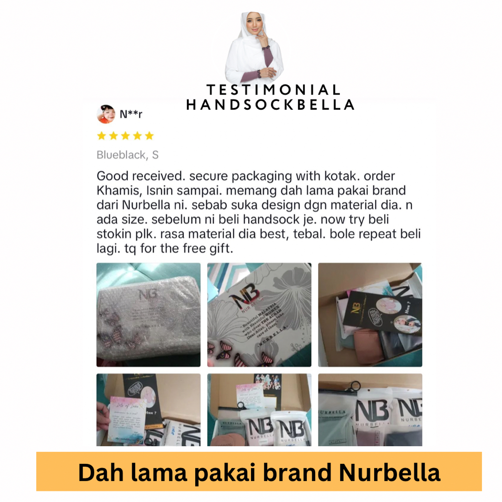 Handsock Nurbella Sejuk Saiz S, M, L Nikah Ropol Neelofa Muslimah Stokin Tangan Women Lycra Bella