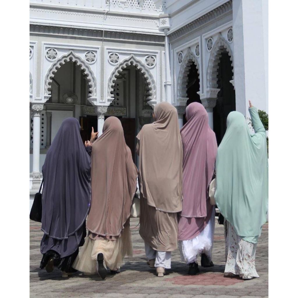 Khimar Sumayyah Tudung Sarung Labuh Ironless Berdagu Umrah Muslimah Material Lycra Sejuk Nurbella