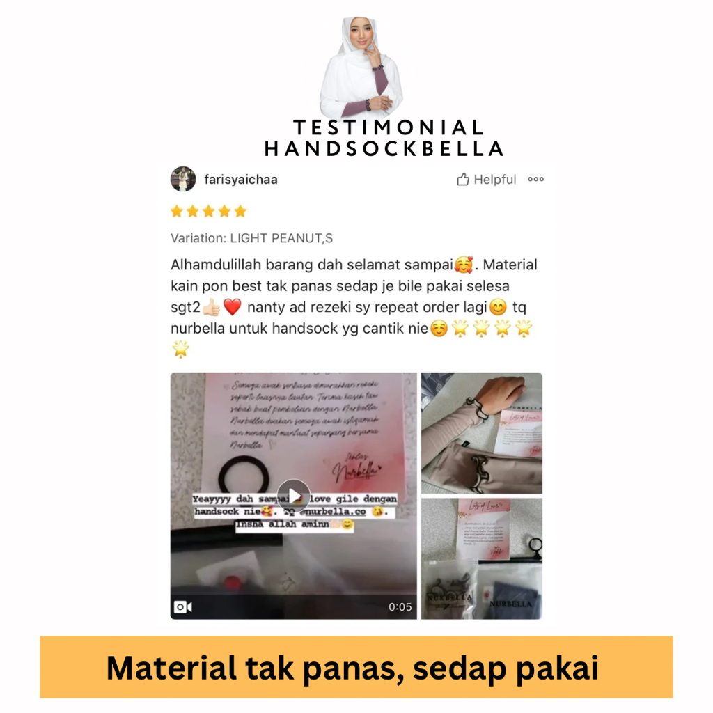 Handsock Nurbella Sejuk Saiz S, M, L Nikah Ropol Neelofa Muslimah Stokin Tangan Women Lycra Bella