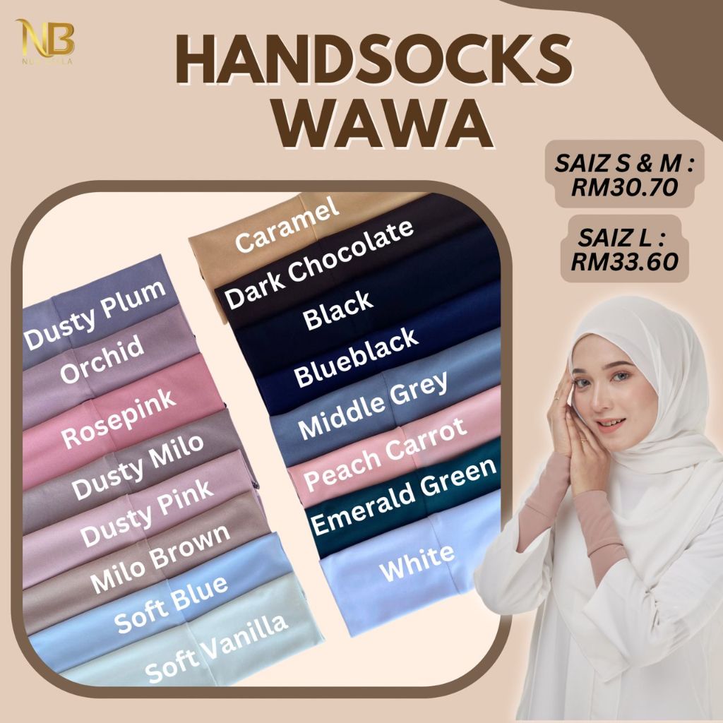Handsock Wawa Sarung Tangan Hand Sock Muslimah Handsocks Nurbella Lycra Stokin Tangan Sejuk Women