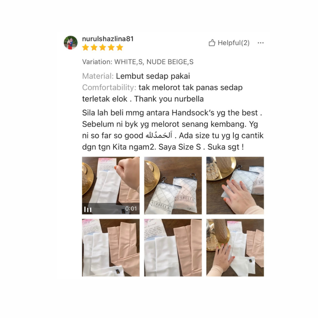 Handsock Deeja Muslimah Pendek Plussize Handsocks Nurbella Lycra Plain Cantik Tangan Kecil Saiz S